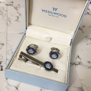 🖤WEDGWOOD cufflinks n tie clip set
